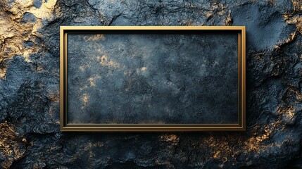 Golden Frame Against a Dark Textured Wall