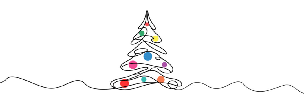 recommend clip art: Christmas tree one line drawing.Merry Christmas decoration continuous line.Continuous line drawing of christmas tree with a star.	