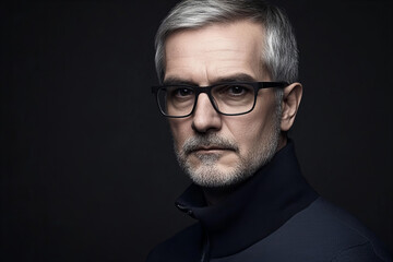Obraz premium Portrait of a Middle-Aged Man Exuding Confidence and Elegance, Perfect for Professional and Lifestyle Imagery in a Casual Yet Sophisticated Setting