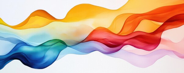 Bold splashes of rainbow hues, fluid motion, expressive energy, watercolor technique