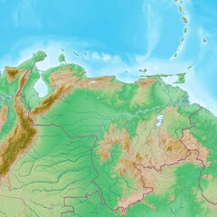 Blank physical topographic map of  Venezuela