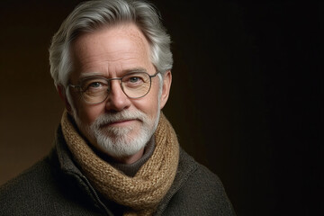 Obraz premium Portrait of a Middle-Aged Man Exuding Confidence and Elegance, Perfect for Professional and Lifestyle Imagery in a Casual Yet Sophisticated Setting