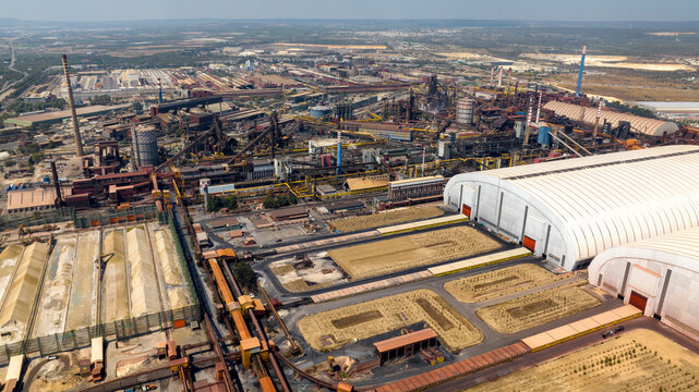 Aerial view of Taranto Steelworks, Italy. The ILVA plant in Taranto is an industrial complex located in the Tamburi district.