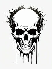 Dripping Skull with Splashes of Ink