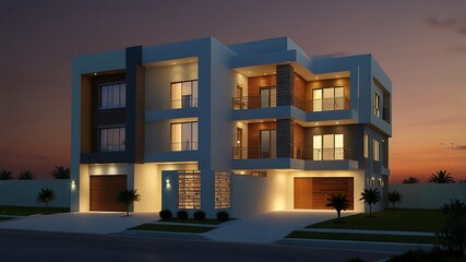 modern luxury two-story house residential design in kingdom of saudi arabia