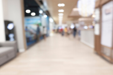 Shopping blur people mall inside of background out of focus.