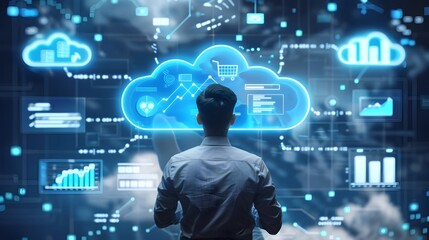 Digital Marketer Analyzing Data from Cloud Based Analytics Tools for Campaign Optimization and Insights