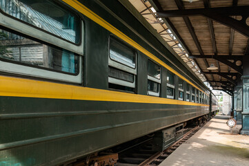 Fototapeta premium Old vintage style Chinese railroad train coach.
