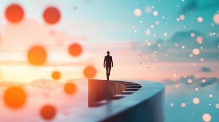 A leader, with a visionary spirit, uses technology to visualize a futuristic concept, showcasing their forward thinking approach to leadership.