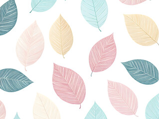 Fototapeta premium Pastel Leaf Pattern Seamless Texture Design