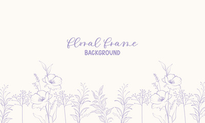 Sweet pastel floral frame border template for poster and banner background