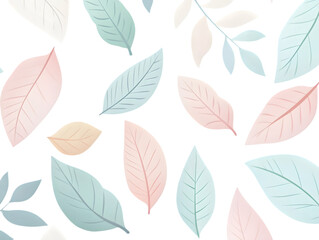 Seamless Pattern Pastel Watercolor Leaves Background