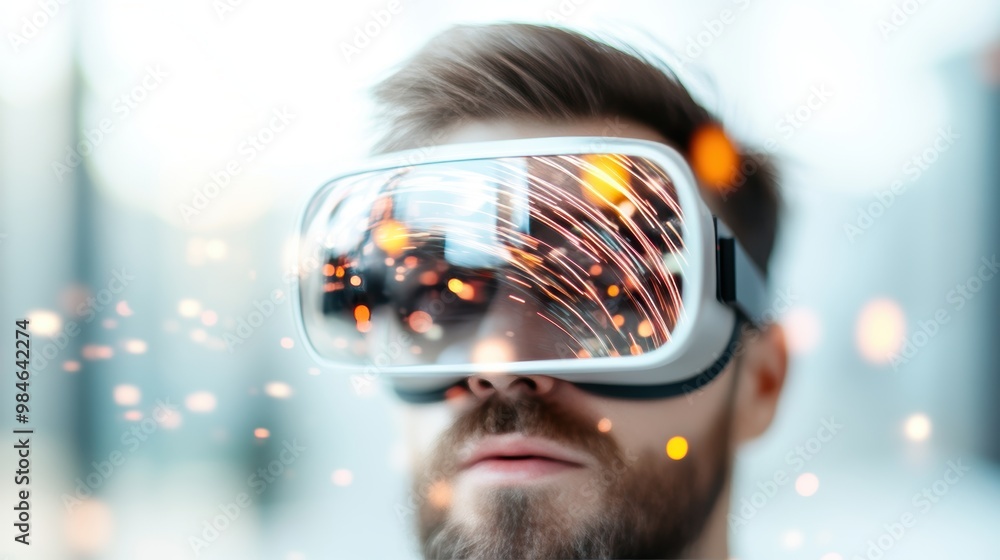 Poster an entrepreneur using virtual reality technology to prototype a new product, showcasing the power of