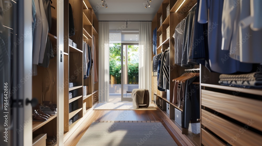 Sticker modern walk-in closet with natural light