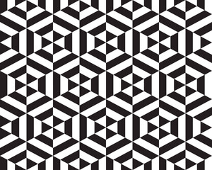 Geometric black hexagon pattern, seamless background	