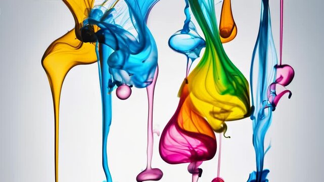 brightly colored ink is mixed into the water. Rainbow of Acrylic Ink Color Explosion