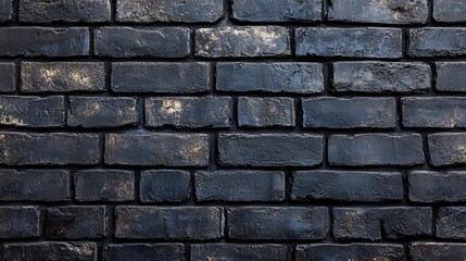 Obraz premium A close-up view of a black brick wall with some gold accents.