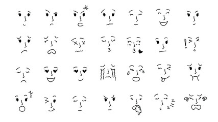 Emoticons woman faces collection flat style. Happy happy, smile, neutral, sad and angry. design element for your object, various expressions