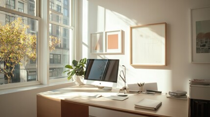 Cozy Home Office with Natural Light and Modern Decor