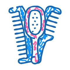 hairbrushes tool for hair doodle icon sketch vector. hairbrushes tool for hair sign. isolated symbol illustration