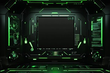 Fototapeta premium Immerse in a sleek green cyberpunk interface for gamers and streamers, featuring a customizable display to enhance user experience and make every moment more engaging and enjoyable