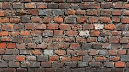 Obraz premium Weathered Red Brick Wall with Mortar