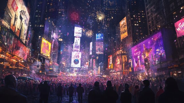 Dazzling New Year's Eve Celebration in Times Square, New York City