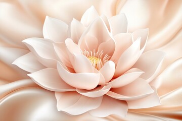 Fototapeta premium Lotus flower on silk fabric in soft pastel pink and beige tones, elegant background design