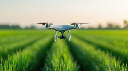 Drone monitoring crop health using thermal imaging in an agricultural field, precision farming, food sustainability
