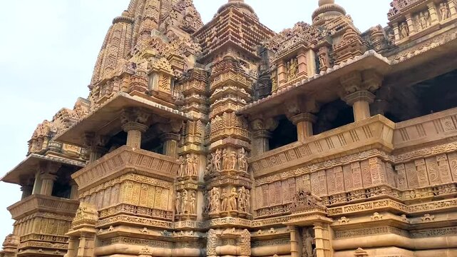 Lakshmana temple in khajuraho the group of monuments of hindu and jain temples in chhatarpur district, madhya pradesh, India.Unesco world heritage site.