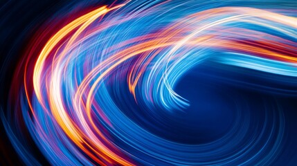 Obraz premium Blue light streaks in motion, abstract photography,