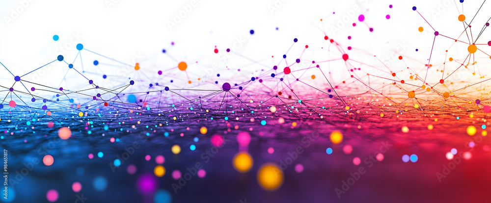 Poster digital technology background with network connection and geometric abstract background with dots an