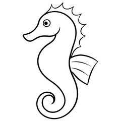Elegant Seahorse with Curled Tail and Fins – Vector Art