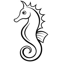 Elegant Seahorse with Curled Tail and Fins – Vector Art