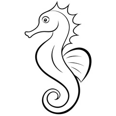 Elegant Seahorse with Curled Tail and Fins – Vector Art