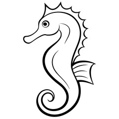 Elegant Seahorse with Curled Tail and Fins – Vector Art