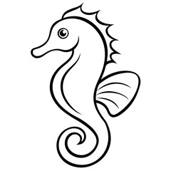 Elegant Seahorse with Curled Tail and Fins – Vector Art