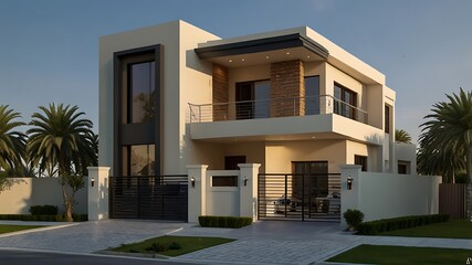 modern luxury two-story house residential design in kingdom of saudi arabia