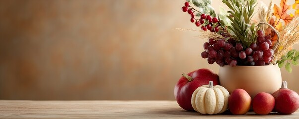 Thanksgiving Harvest Table Decor - Cozy Rustic Backdrop with Autumn Elements Creating an Inviting Warm Atmosphere for Celebrations and Gatherings