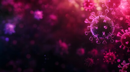 A vibrant sale of colorful virus cells in close-up view, highly detailed, 