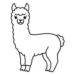 Minimalist Alpaca Fluffy Body & Graceful Neck Vector Art