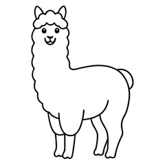 Minimalist Alpaca Fluffy Body & Graceful Neck Vector Art