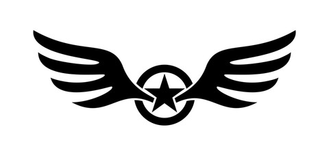 military shield wing star emblem logo design