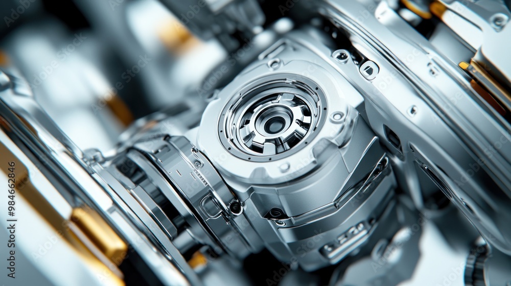 Poster close-up of a detailed mechanical component showcasing precision engineering.