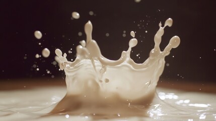 Milk Splash with Droplets in Dramatic Lighting