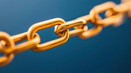 Fototapeta premium Abstract network of golden chains, strong integration of business units