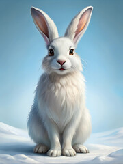Obraz premium Illustration of Digital Painting of Arctic Hare standing, with smile, full body