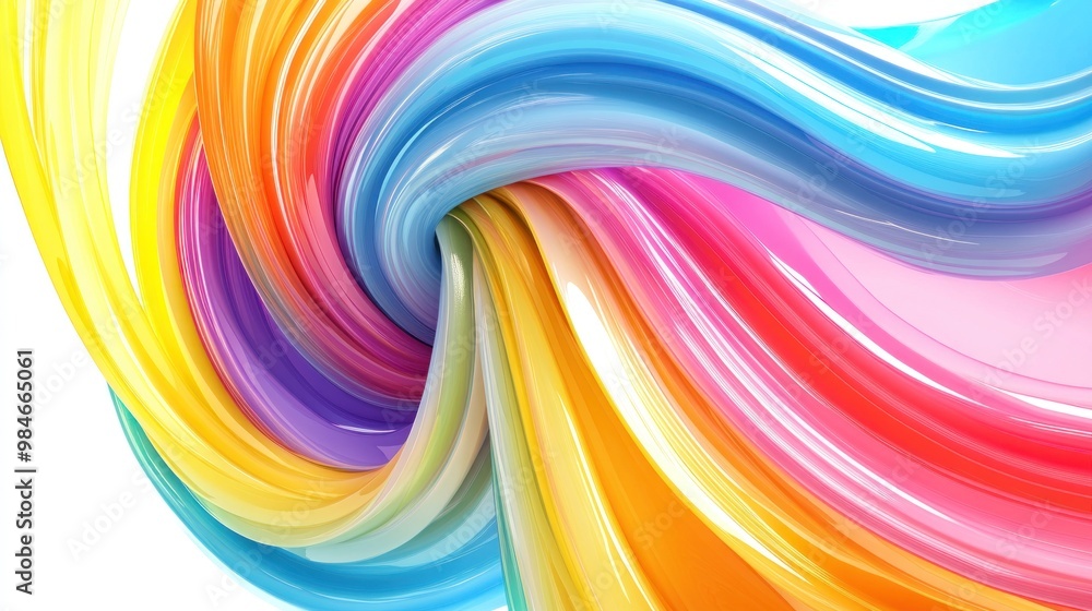 Poster a vibrant swirl of colorful, glossy waves creating an abstract design.