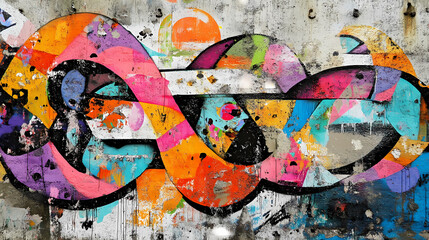 Abstract graffiti painting on concrete wall. Graffiti Alley. Illustration