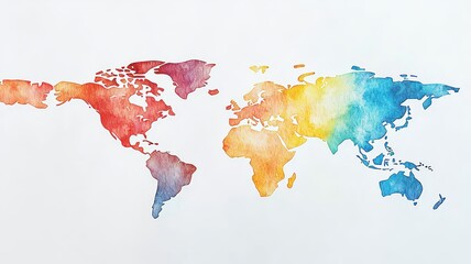 Trade wall between continents, abstract representation of global trade restrictions, watercolor style